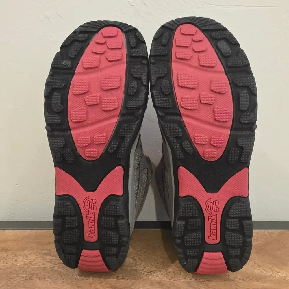 Kamik Trek Boots Kids Waterproof Hiking Shoes Youth 4 Gray Pink Trail Sneakers